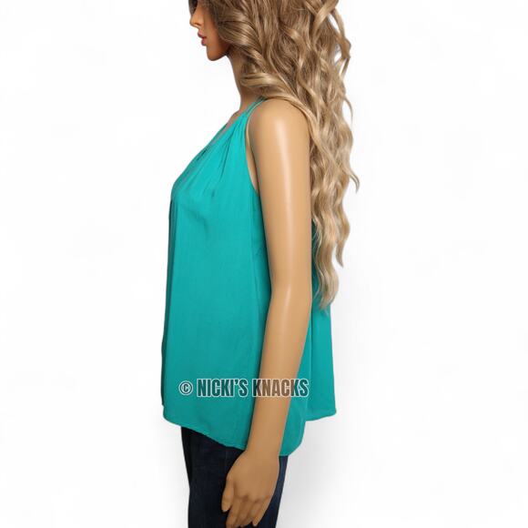 Bjewel Strappy Button Front Racerback Tank Top Turquoise Blue Swing Cami Size M - Picture 3 of 7